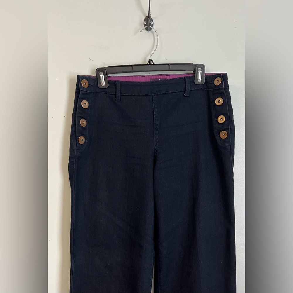 Long tall sally Navy Wide Leg Sailor Pants with Button Detail, sz 14T - Picture 2 of 5